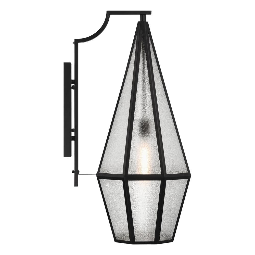 Matte Black Art Glass Outdoor Wall Lantern
