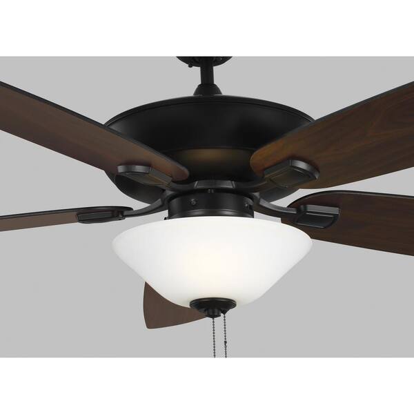 Generation Lighting - Colony Max Plus 52 in. Matte Black Ceiling Fan with Black and American Walnut Reversible Blades and LED Light Kit