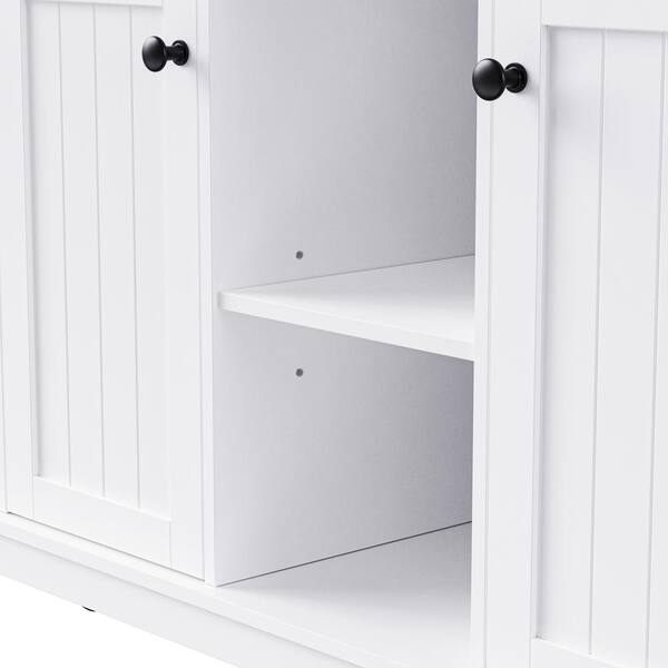 White Wood 53 Kitchen Island with Bar Stools Power Outlet