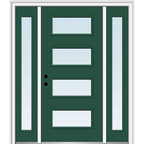 MMI Door 68.5 in. x 81.75 in. Celeste Right-Hand Inswing 4-Lite Clear Low-E Painted Fiberglass Prehung Front Door w/ Sidelites
