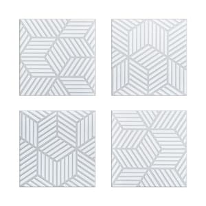 Tapiz 6 in. x 6 in. Grey and White Ceramic Decorative Wall Tile (4-Pack)