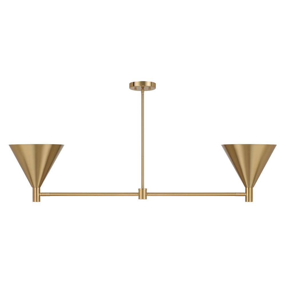 Noble Brass Adjustable 2-Light Metal Linear Chandelier
