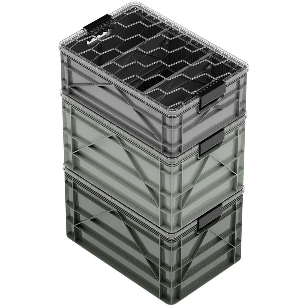 Crate Pro Pack 2 Full-Size 1 Half-Size Heavy Duty Stackable Storage Bins with Lids, Dividers & Mats Stealth Variety Pack price history on PriceWatchPro