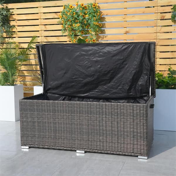 150 Gal. Brown Iron Wicker Deck Box