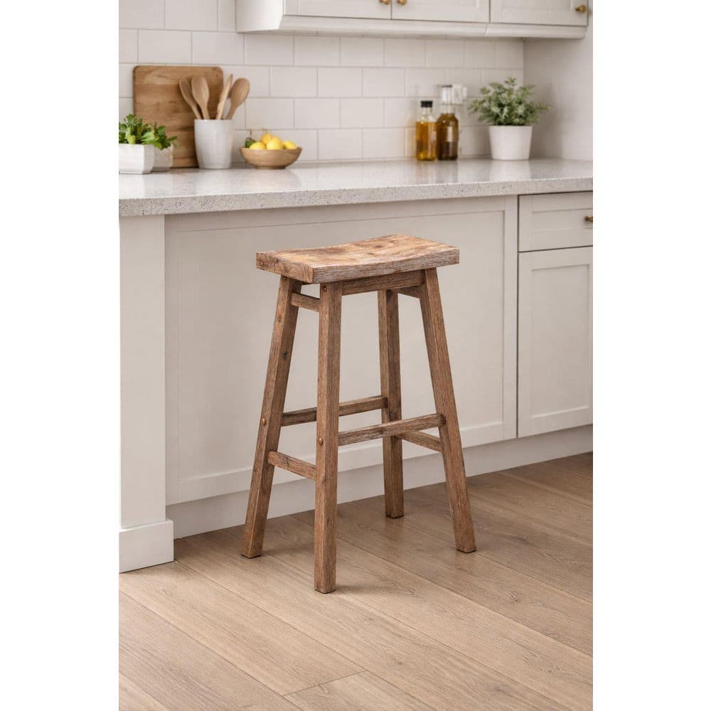 Assist Stool ブラウン 木製 barnwood-wire-brush-boraam-bar