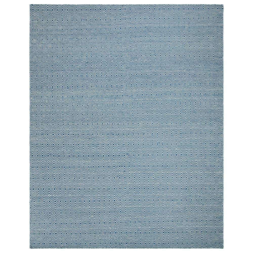 Handwoven Diamond Oasis 9' x 12' Blue/Ivory Wool Area Rug