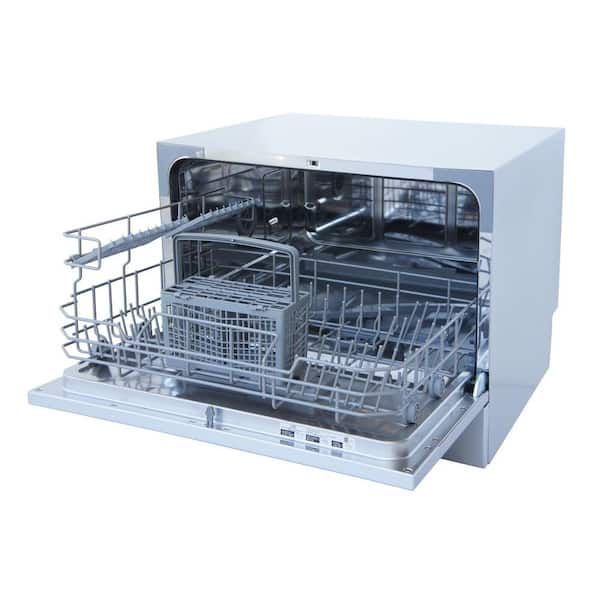  SPT SD-2213W Compact Countertop Dishwasher - Portable  Dishwasher with Stainless Steel Interior and 6 Place Settings Rack  Silverware Basket for Apartment Office And Home Kitchen, White : Appliances