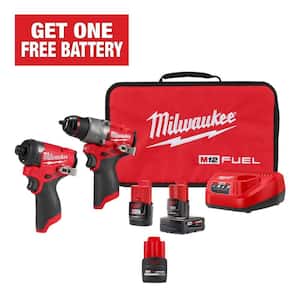 M12 FUEL 12V Lithium-Ion Brushless Cordless Hammer Drill and Impact Driver Combo Kit w/3 Batteries and Bag (2-Tool)
