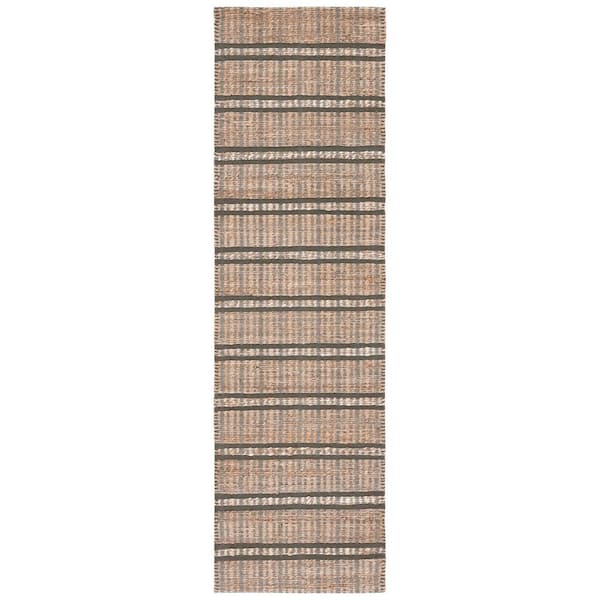 SAFAVIEH Natural Fiber Olive/Beige 2 ft. x 8 ft. Striped Woven Runner Rug