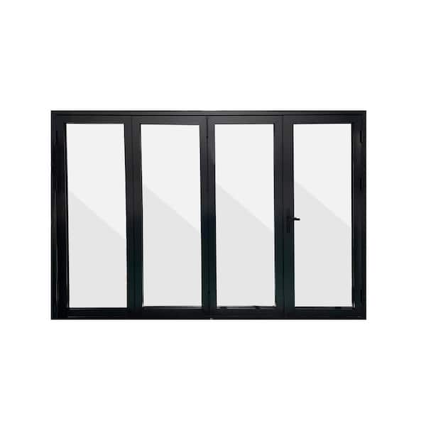 Eris Bifold Doors 120-in x 80-in 3-in Low-e Argon Black Aluminum Folding Left-Hand Outswing Patio Door