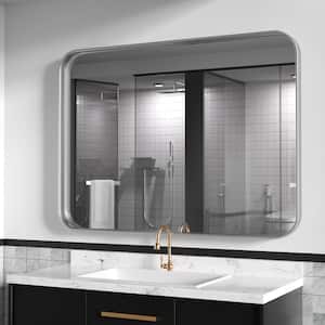 30 in. W x 40 in. H Large Rectangle Metal Framed Wall Mirrors Bathroom Mirror Vanity Mirror Accent Mirror in Silver