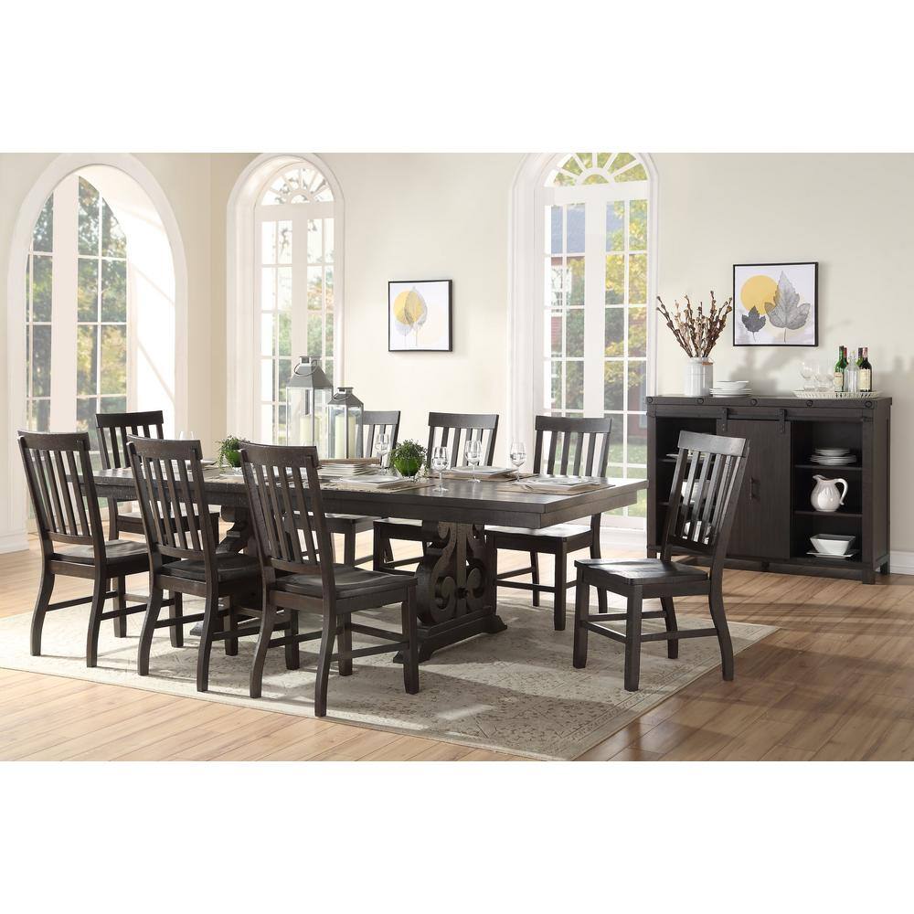 Rustic Walnut High Back Wooden Slat Side Chair