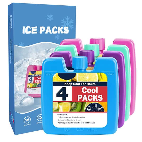 Unbranded Colorful Ice Packs for Lunch Bags and Coolers-4-Pack