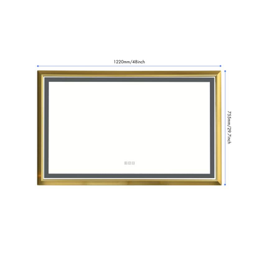 Large Gold Aluminum Frameless LED Bathroom Vanity Mirror