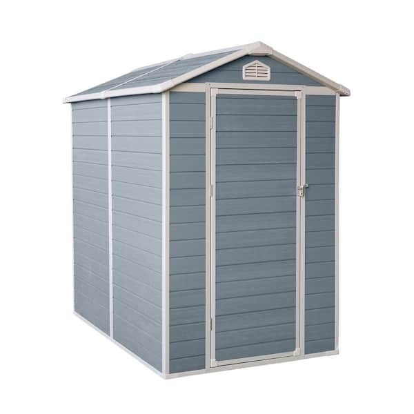 Unbranded 6 ft. W x 4 ft. D Outdoor plastic Garden Storage Shed Perfect to Store Patio Furniture, Coverage Area 24 sq. ft. Grey