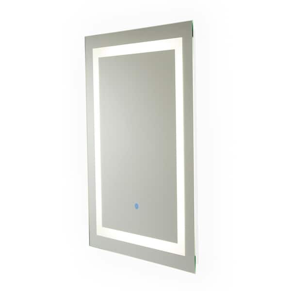 Renin Portifino 31.5 in. W x 23.5 in. H Frameless Rectangular LED Light Bathroom Vanity Mirror in Grey