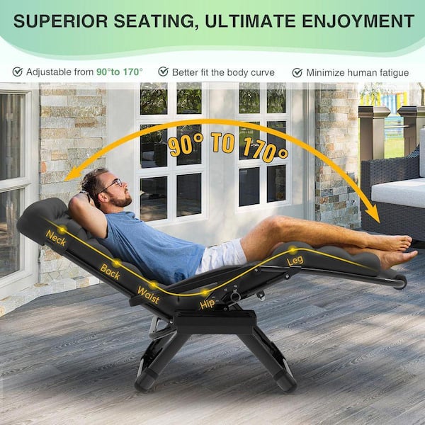椅子 pokapoca SEEUTEK 29 in. W Oversized Zero Gravity Chair Metal Outdoor Chaise