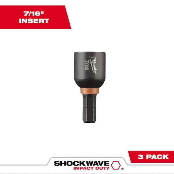 Milwaukee SHOCKWAVE Impact Duty 7/16 in. Alloy Steel Magnetic Insert Nut Driver (3-Pack)