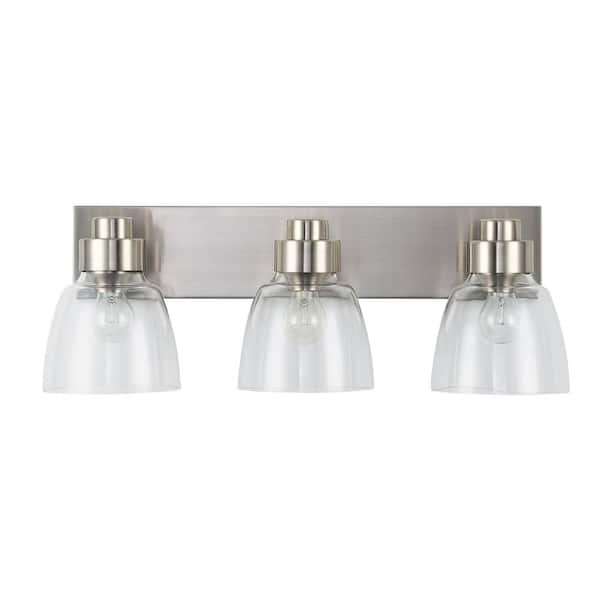 Golden Lighting Remy 8 in. 3-Light Pewter Vanity Light with Clear Shade