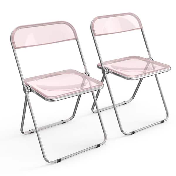 Winado Stackable Transparent Pink Acrylic Folding Chair (Set of 2)