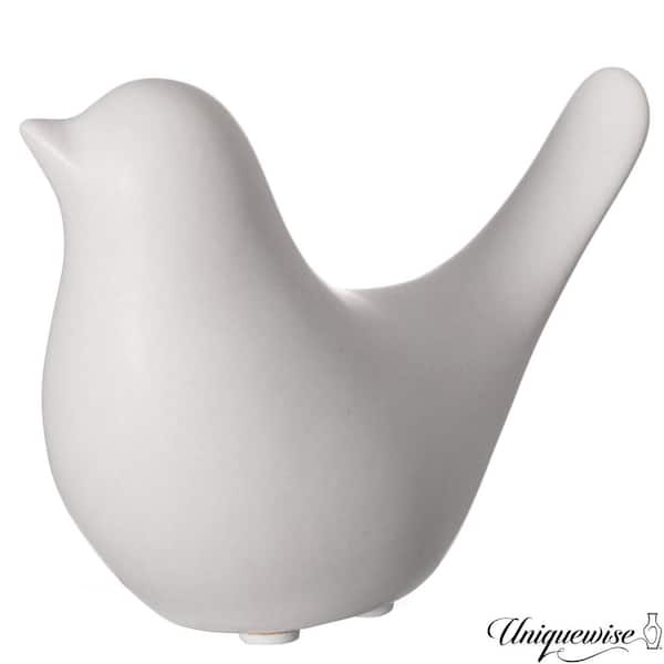 Uniquewise White 5 in. x 3 in. Bird ceramic sculpture, Medium 4 in. High