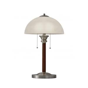 23 in. Silver Metal Standard Table Lamp with White Shade