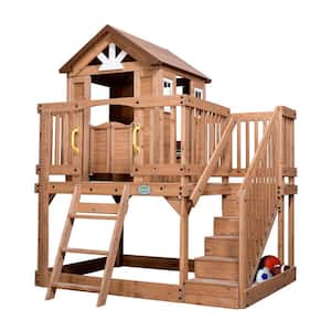 Backyard Discovery Scenic Heights Cedar, Small Wooden Playhouse With Slide