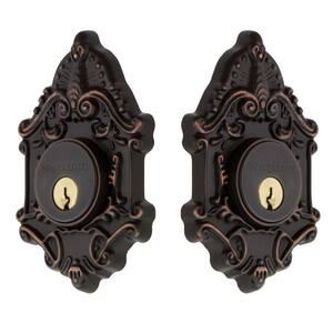 Victorian Plate 2-3/8 in. Backset Double Cylinder Deadbolt in Timeless Bronze