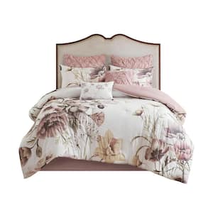 Gisele 8-Piece Blush King Cotton Printed Comforter Set