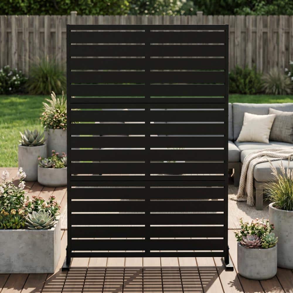 47 in. W x 72 in. H Black Galvanized Metal Louvered Outdoor Patio Divider Screen (1-Pack) price history on PriceWatchPro