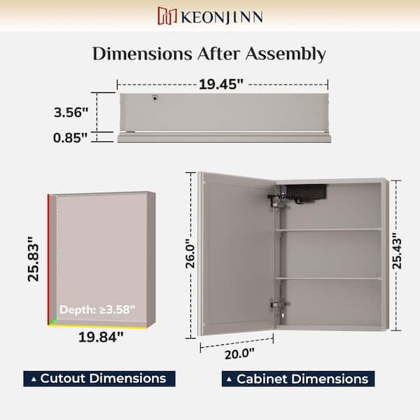 20 in. W x 26 in. H Rectangular Silver LED Light Anti-Fog Aluminum Recessed/Surface Mount Medicine Cabinet with Mirror