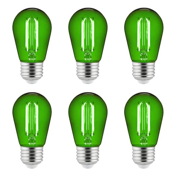 25-Watt Equivalent S14 Dimmable UL Listed E26 Base, Green, (6 Pack)