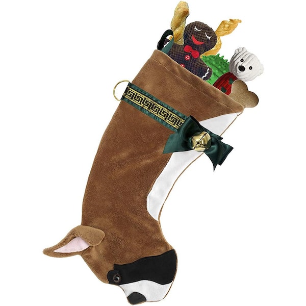 Pronk! 22 in. Boxer Dog Faux Fur Christmas Stocking