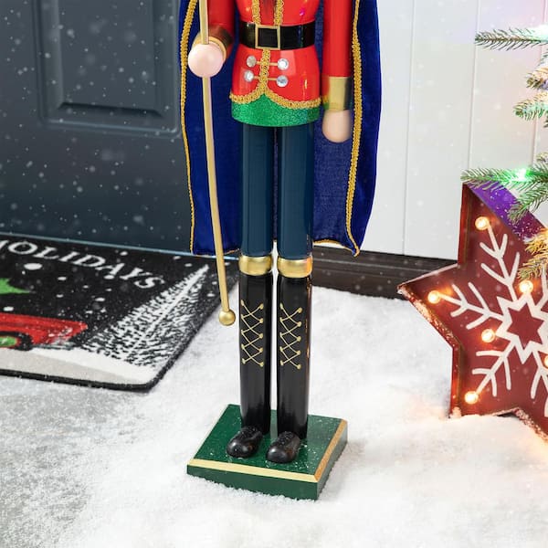 Glitzhome 54 Wooden Christmas Glitter King Nutcracker - 22187800