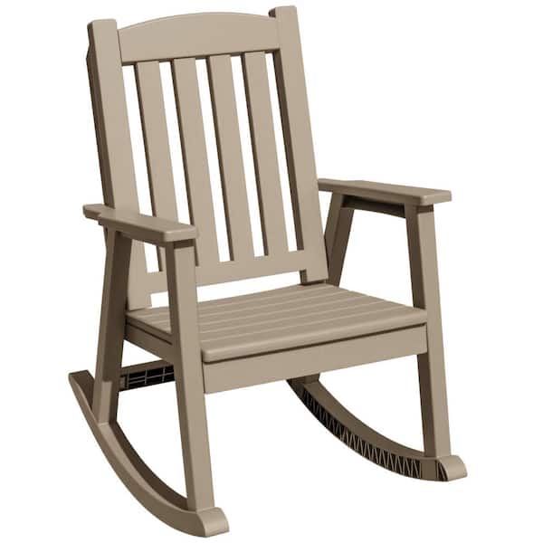 Brown Plastic Patio Outdoor Rocking Chair