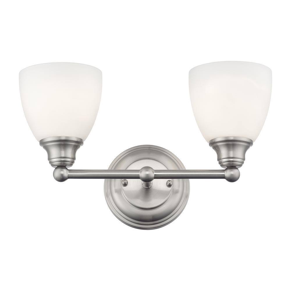 Somerville Brushed Nickel 2-Light Vanity with Satin Opal White Glass