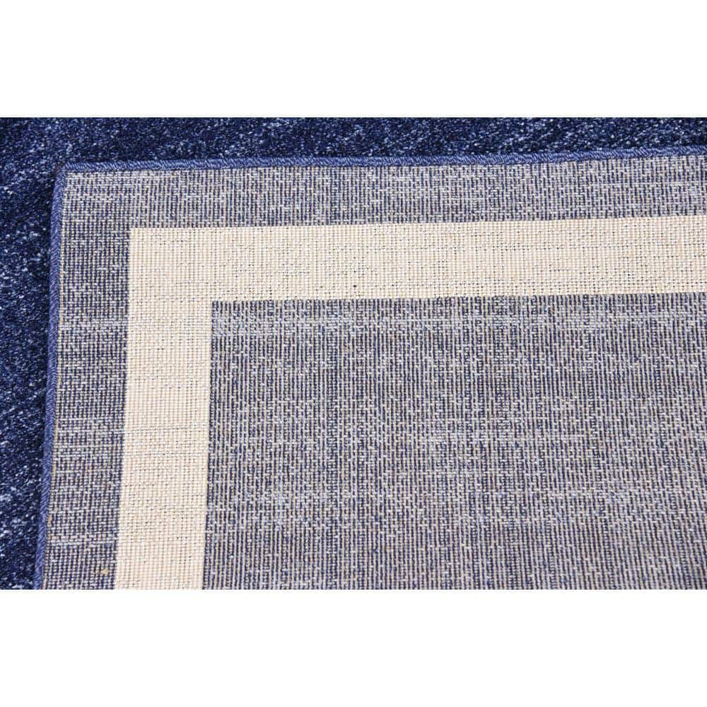 Navy Blue and Ivory Tufted Reversible Rectangular Rug