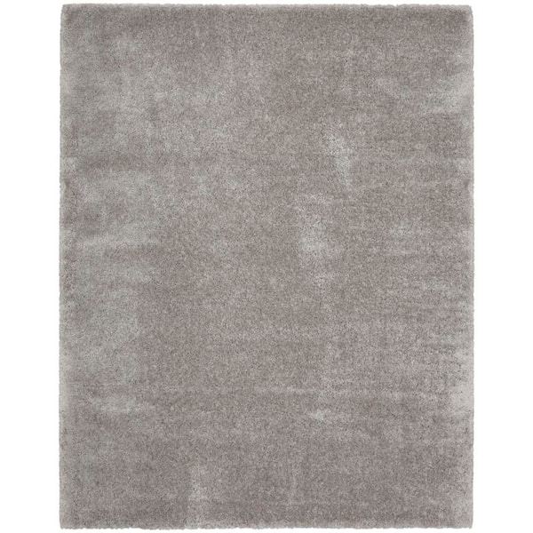 Nourison Luxurious Shag Silver 8 ft. x 10 ft. Plush Glam Contemporary Shag Area Rug