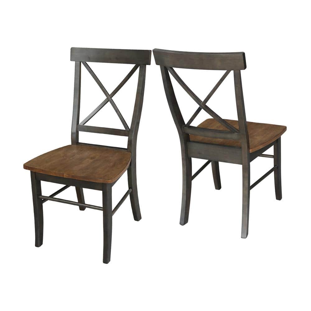 Black Cross Back Solid Wood Side Chair Set