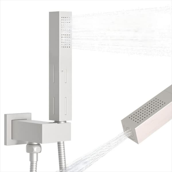 1-Piece 2 in 1 Function Handheld Shower Sprayer Head in Brushed Nickel with 59 in. Hose and Adjusable Shower Wand Holder