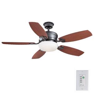 Molique 54 in. Indoor/Outdoor Natural Iron Ceiling Fan with Light Kit and Wall Control