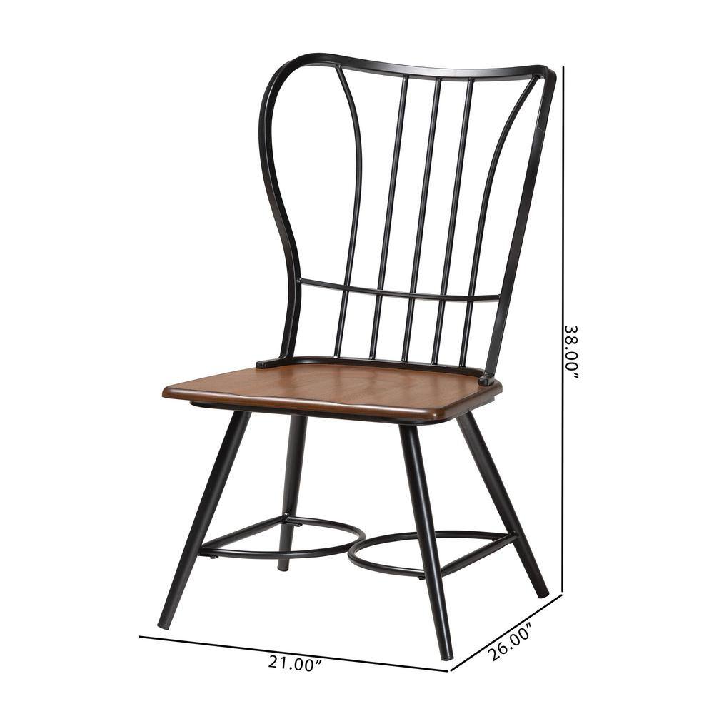 Longford Black Metal and Wood Dining Chair Set