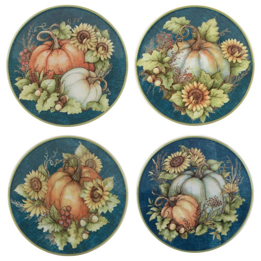 Certified International Multi-Colored Autumn Breeze Canape Plates Set of 4