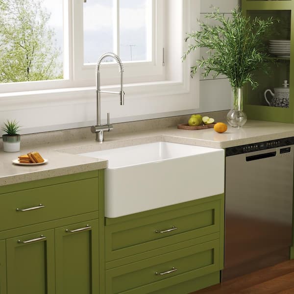 36 in. White Fireclay Farmhouse Apron-Front Single-Bowl Kitchen Sink with Bottom Grid and Strainer