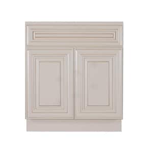 Princeton Assembled 24 in. x 34.5 in. x 24 in. Base Cabinet with 2-Door and 1-Drawer in Creamy White Glazed