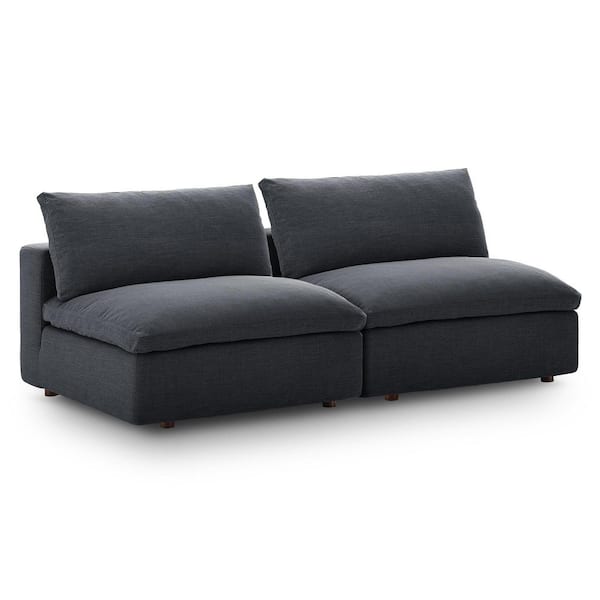 Commix 78 in. Armless 3-Piece Polyester Modular Sectional Sofa in. Gray with Down Feather and Cotton Cushions