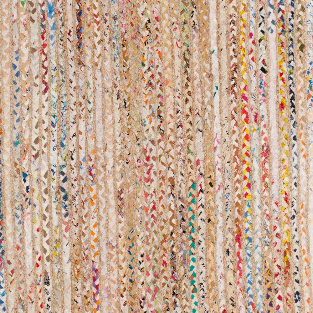 Boho-Chic Cape Cod Hand-Knotted Cotton Area Rug, 6' x 9', Beige/Multi