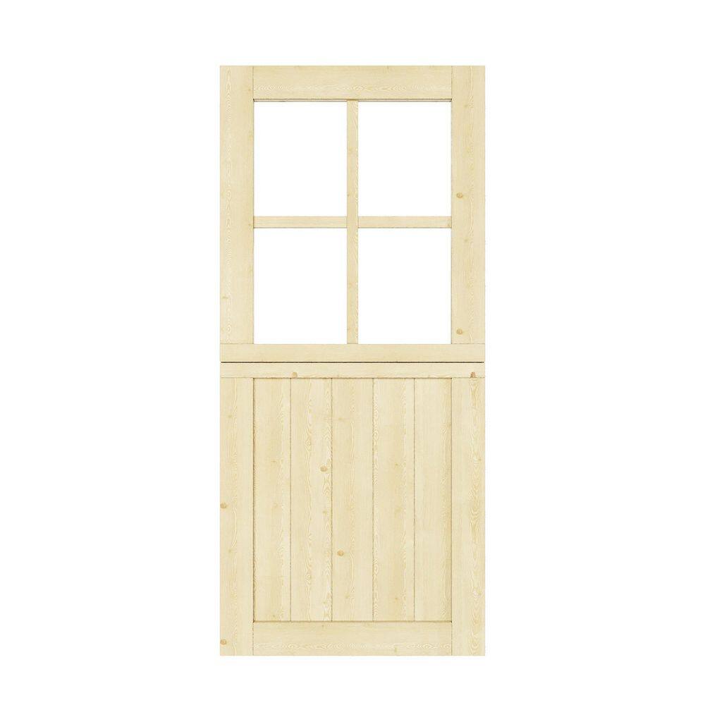 36 in. x 80 in. Solid Pine Universal 4 Lite Clear Glass Unfinished Dutch Wood Front Door Slab +Blackout Curtain+Rods price history on PriceWatchPro