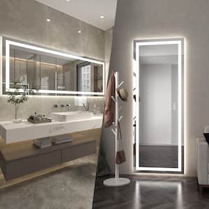 110 in. W x 40 in. H Oversized Rectangular Frameless Anti-Fog Wall Bathroom Vanity Mirror in Silver