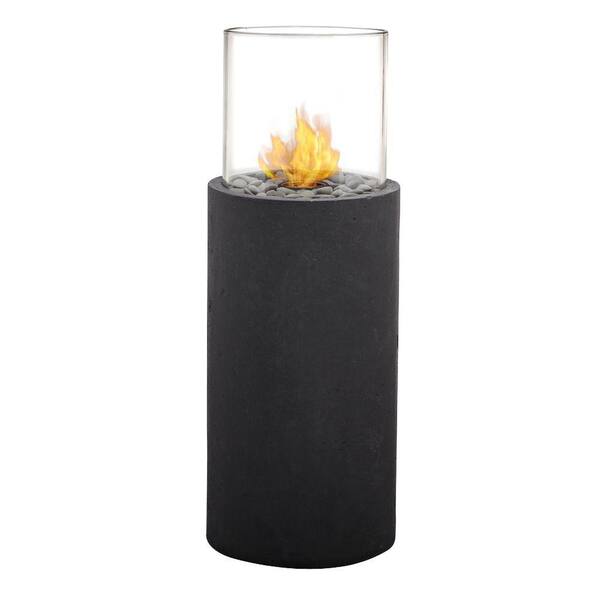 Real Flame 38 in. Fire Column in Black Slate